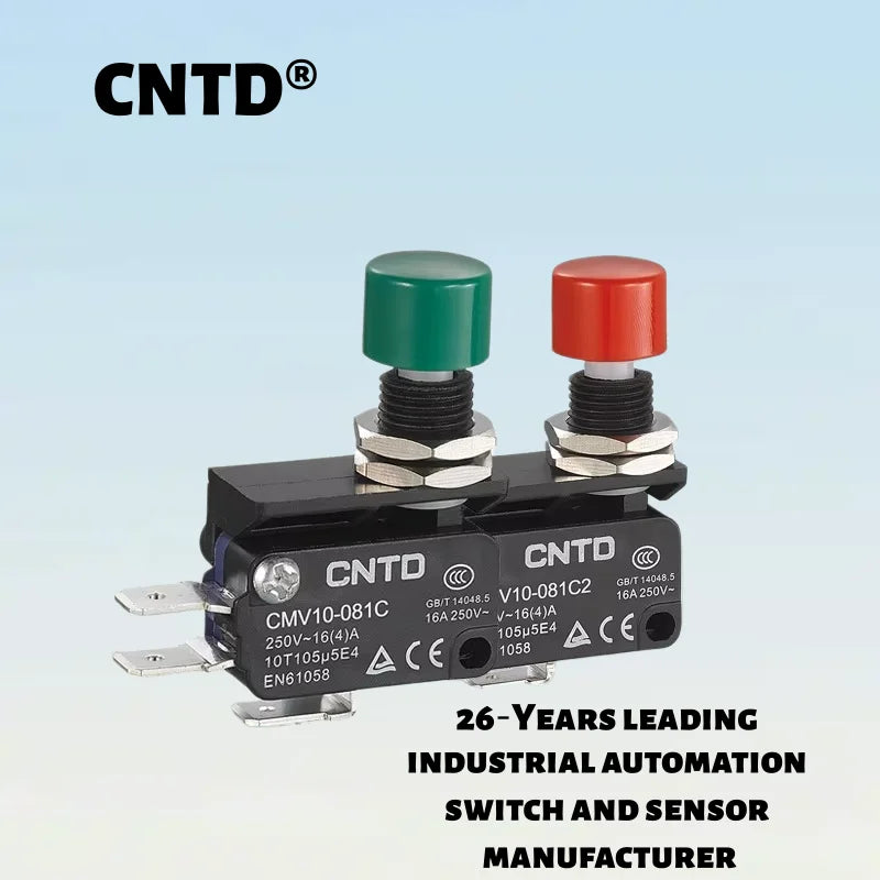 Micro Switch CMV10 081C, Short Roller Lever, Flame‑retardant Plastic Housing, Silver Contact, 1NO 1NC 16A 250VAC for Househ