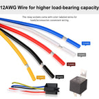 Automotive Relay Harness Kit 4-Pin SPST 40A 12V Sockets Switch Relays with 12&16 AWG Tinned Heavy-Duty Wires, 40 AMP for Car Tru
