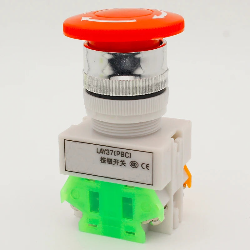 LHLL- Red Mushroom Cap 1NO 1NC DPST Emergency Stop Push Button Switch AC 660V 10A