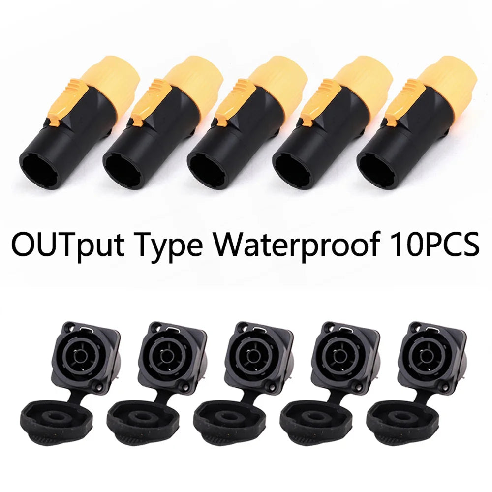 10pcs/5Sets New 3Pins Waterproof Locking Male Cable Plug+Female Chassis NAC3MPX or NAC3MX-W+NAC3FPX+Powercon Connector NAC3FX-W