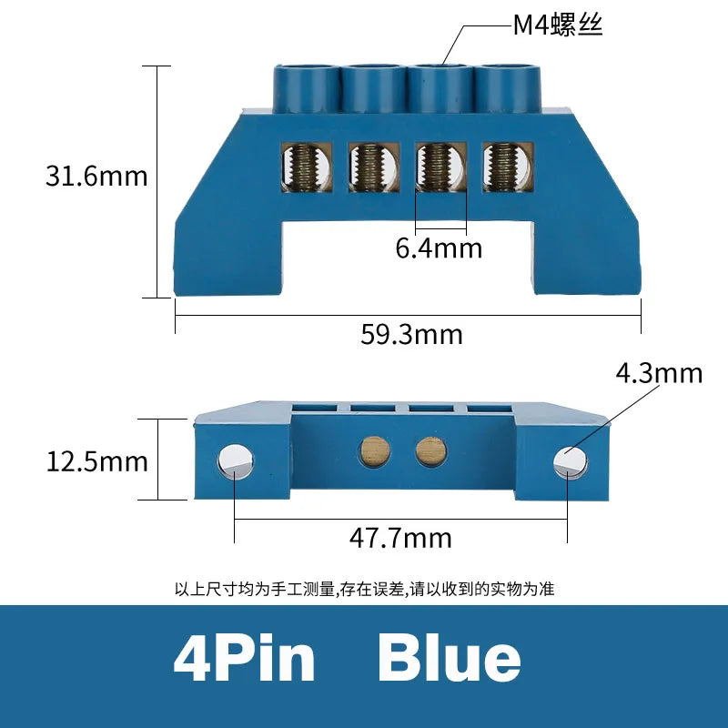 Bridge Type Zero Line Ground Bar Grounding Copper Bar Distribution Box to Zero  Terminal Block Connector Earth Neutral 5-12 Hole