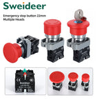 220V Emergency Stop Button Switch Rotate Locking XB2-BS542 BS442 BS642 BS142 10A Key Power Starter for Electrical Panelboad 22MM