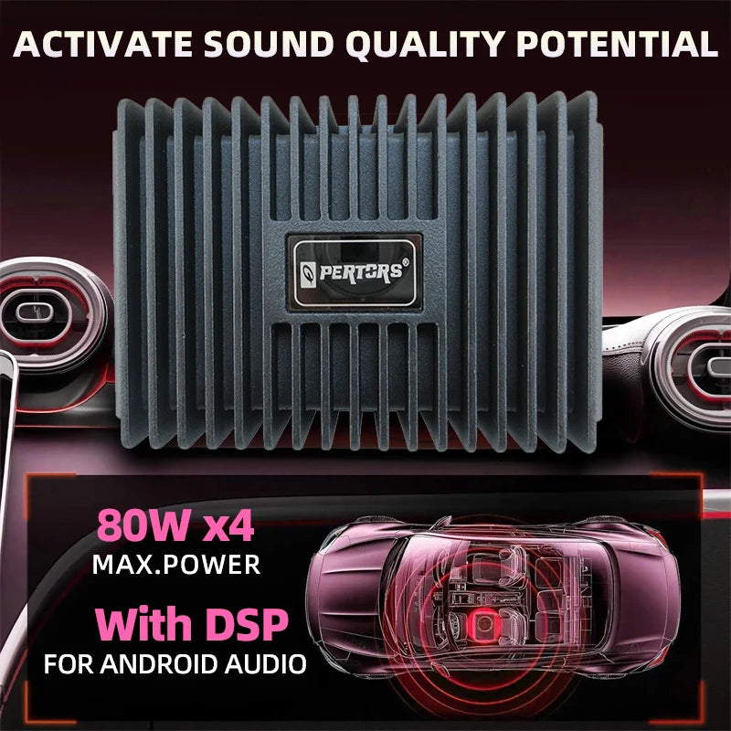 Car DSP Amplifier Hi-Fi Booster Audio Digital Sound Processors 4*80W for Android Speaker Subwoofer Power Car Radio Stereo AMP