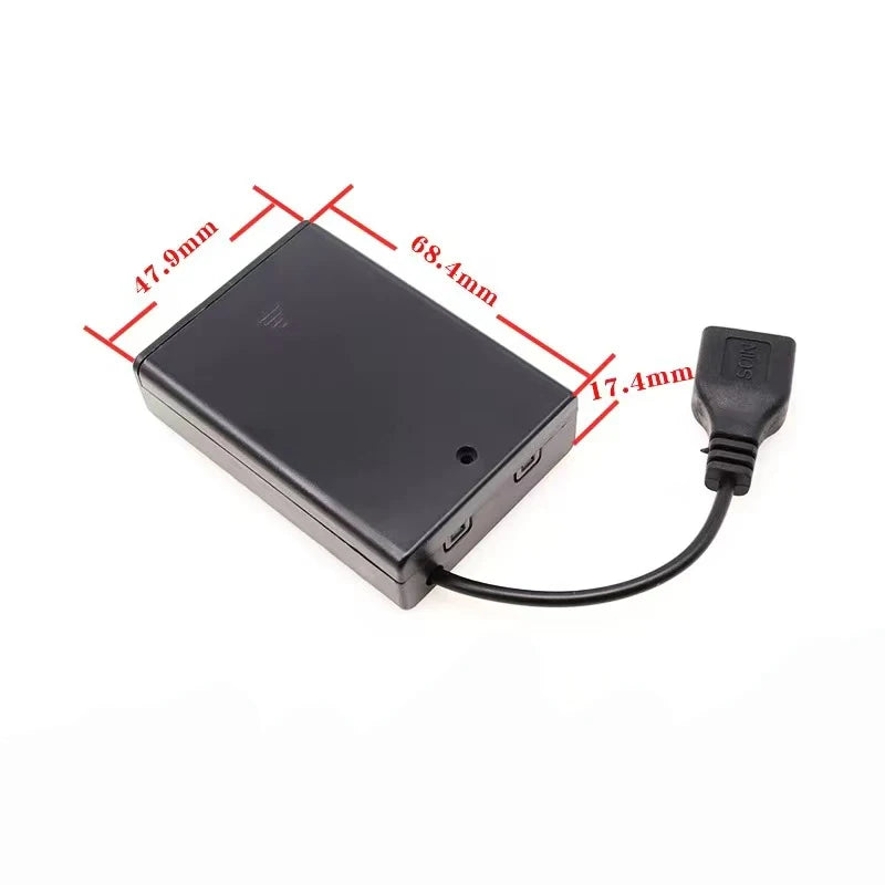 2X 3X 4X 6X 8X AA USB Battery Case With Power Switch With USB Socket AA Battery Box for 5V LED Strip Lights Mini Power Supply