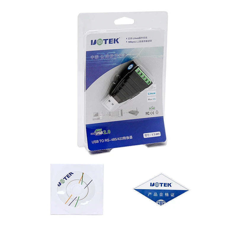 UOTEK USB to RS-485 RS-422 Converter RS 485 422 USB-A RS485 RS422 Serial Adapter Connector Full Half Duplex Anti Surge UT-885