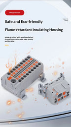 Push-in Terminal Block PTF6X2.5mm One in Multiple Out Splitter Spliceable Wire Connectors DIN Rail Junction Box Electrical Joint