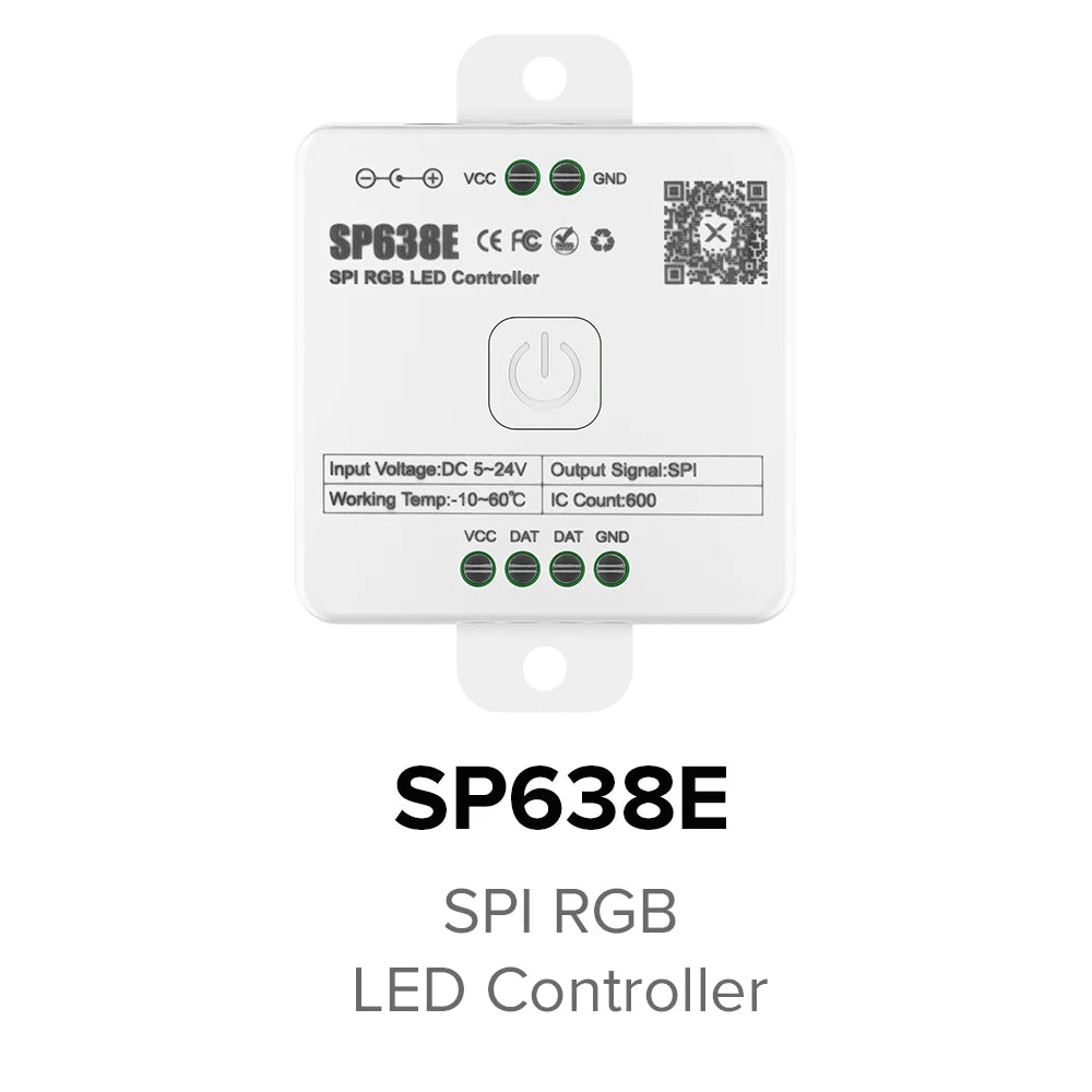 SP630E All In One LED Controller 5CH PWM SPI Pixels LED Light Strip WS2812B WS2811 SK6812 FCOB 5050 RGB RGBW CCT Music BT 5V-24V