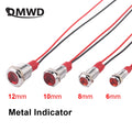 6/8/10/12mm Waterproof Warning LED Metal Indicator 3-6V 12-24V 110-220V Machine Car Working Red Yellow Blue Green White