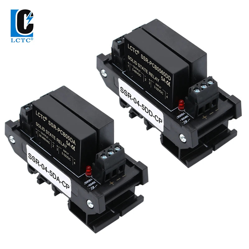 LCTC Solid State Relay Module 2 Or 4 Channels Relay DC TO AC DC TO DC 5A Common Positive Common Negative SSR DIN Mounted Relay