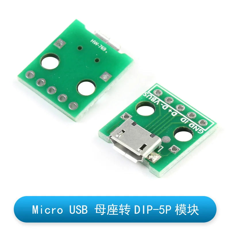 5pcs Micro Mini  A Male USB 2.0 3.0 A Female USB B Connector Interface to 2.54mm DIP PCB Converter Adapter Breakout Board