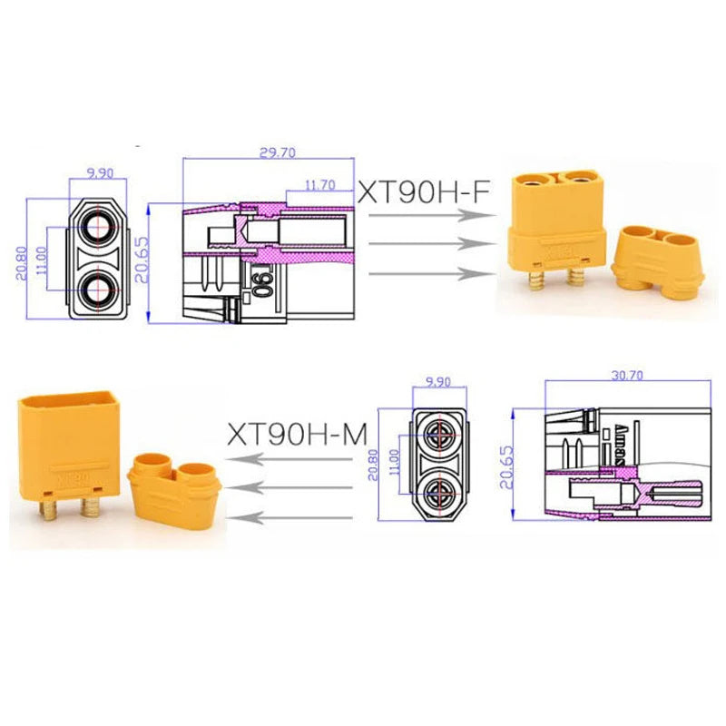 XT90 Male to XT90 Female Llithium Battery Balanced Charging Extension Cable Model Airplane XT90 to XT60 Battery Conversion Line