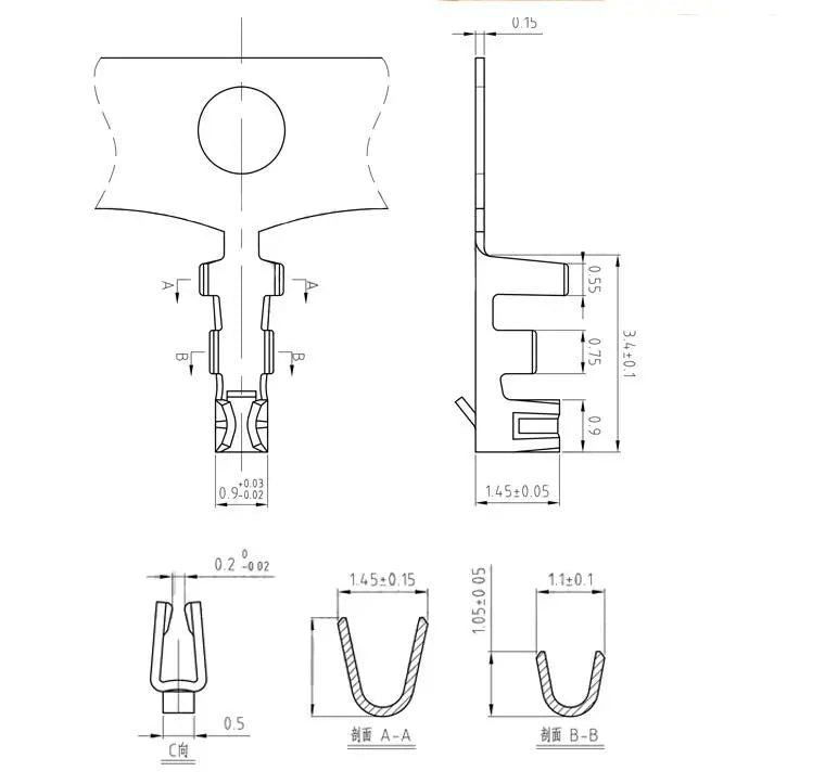 100pcs 1.25mm GH1.25 Male Female Terminals Male Crimp Pins Connectors