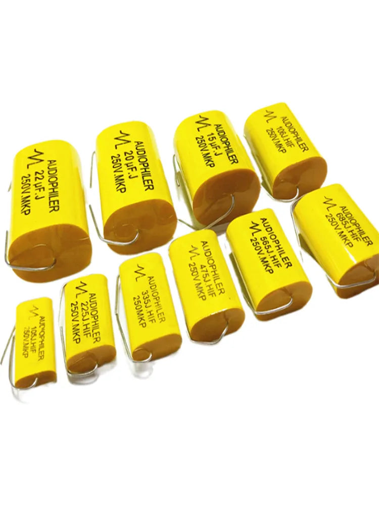 10PCS MKP Higt quality Axial Audio Electrodeless Capacitor 250V 1UF 1.5 1.8 2.2 2.7 3.3 4.7 5.6 6.8UF 8.2 10 12 15 20 22 33 47UF