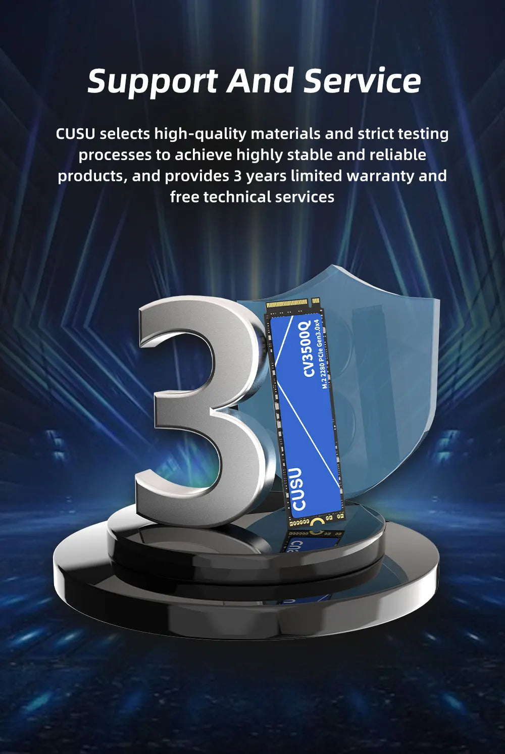 CUSU NVMe M.2 SSD 1TB 512GB M2 2280 PCIe3.0 SSD 2TB Hard Disk Internal Solid State Drives for Computer Laptop