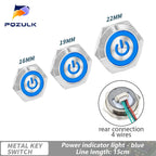 Ultra Short Push Button Switch Waterproof 16/19/22mm 12V 24V led light Momentary Self-reset Wiring Buttons without fixation