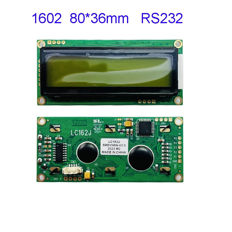 RS232 1602 16x2 LCD Display  Module  LC162D 3 size Blue Green Screen with switch AT89S5224AU Industrial Lcd Factory