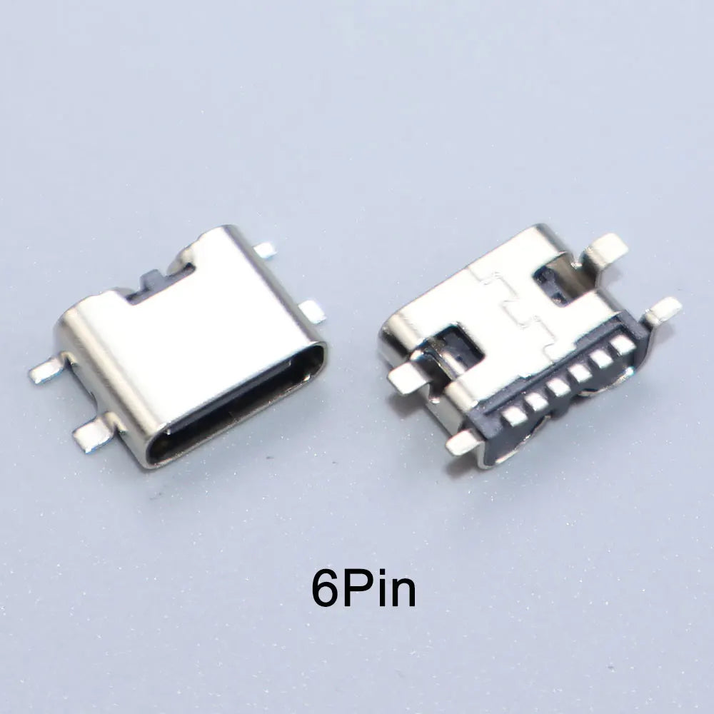 JCD 10PCS 2/6/16/24 Pin Type-C Charging Port USB-C Female Connector Charger Socket PCB Soldering SMD SMT DIY Repair Adapter