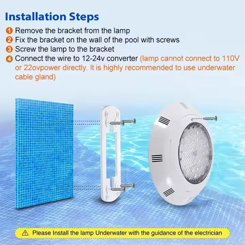 LED Swimming Pool Lights RGB AC12V 12W 18W 25W 35W 45W IP68 Waterproof Lamp with Remote Controller for pool party