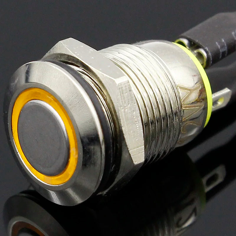 1PC 12MM with LED 3V 5V 12V 24V 220V Metal Button Switch Momentary push button auto reset waterproof illuminated