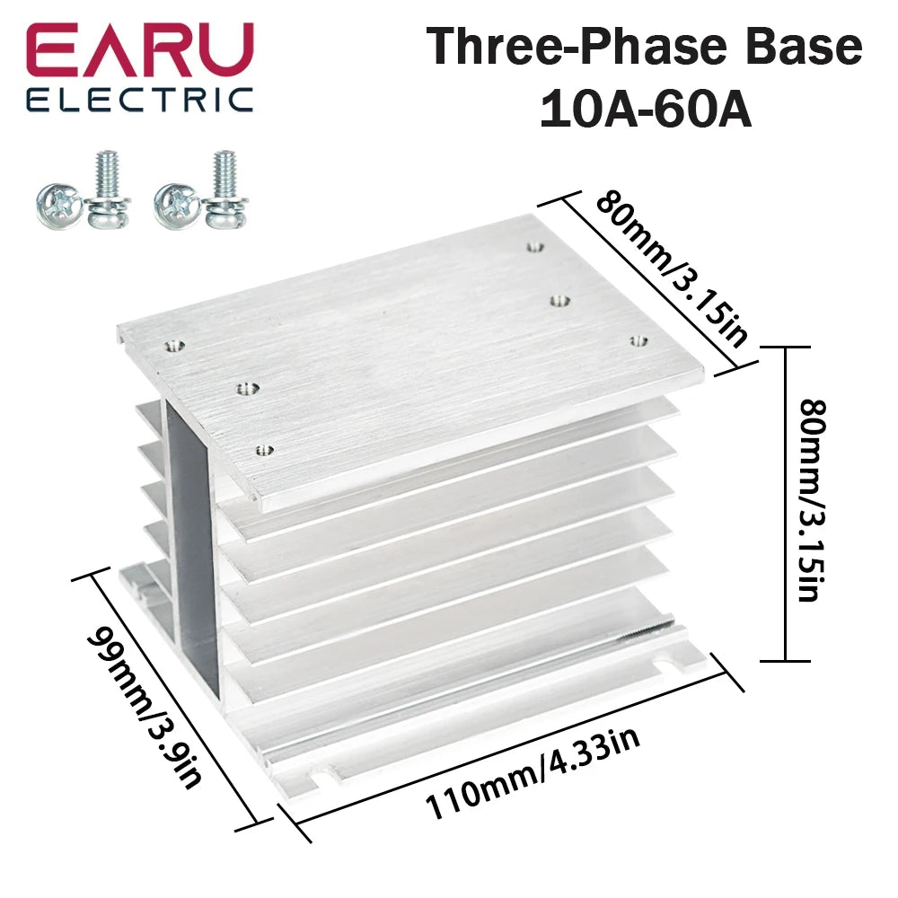 1Pcs 10A-200A New Single Phase Three Phase Solid State Relay Module Heat Sink SSR DA AA DD Aluminum Fins Radiator Din Rail Mount