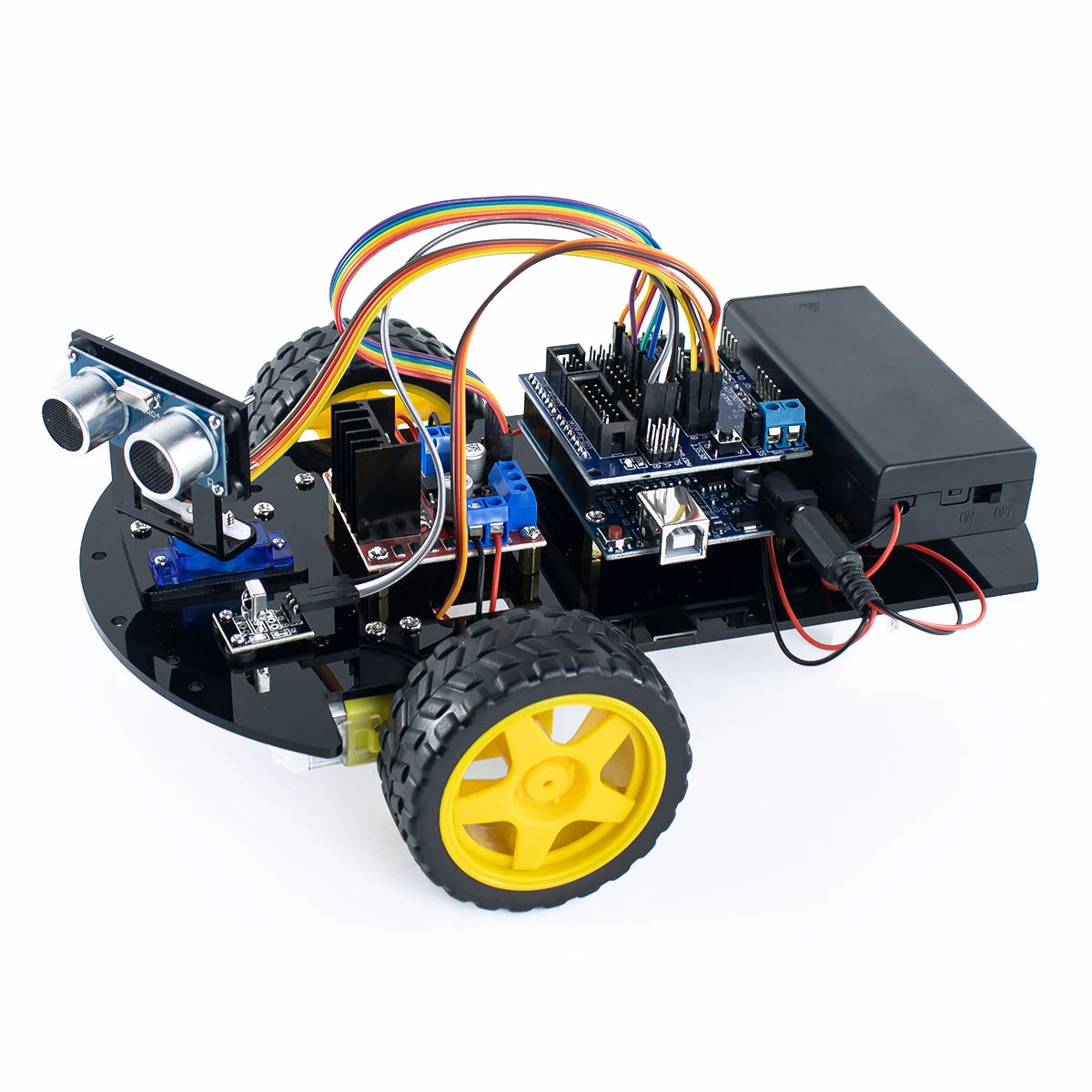 LAFVIN Smart Robot Car for Arduino 2WD Chassis Robot Car Kit With Ultrasonic Module, L298N Driver Board, Remote, IR Control