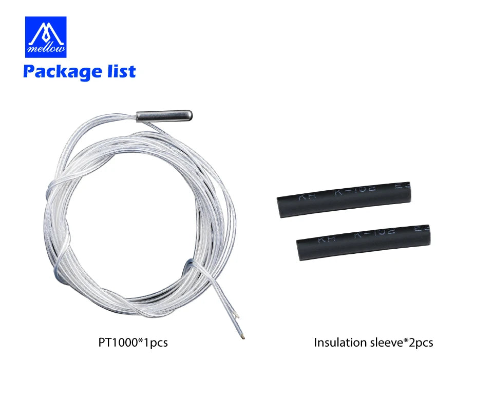 High Temperature Mellow PT1000 Thermistor Cartridge 450 C For Voron Klipper V6 Volcano Dragon Crazy Hotend Heat Block PEEK PEI
