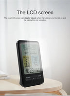 Wireless Table Weather Station Color LCD Digital Temperature Humidity Monitor Moon Phase Barometer Forecast Sensor Alarm Clock