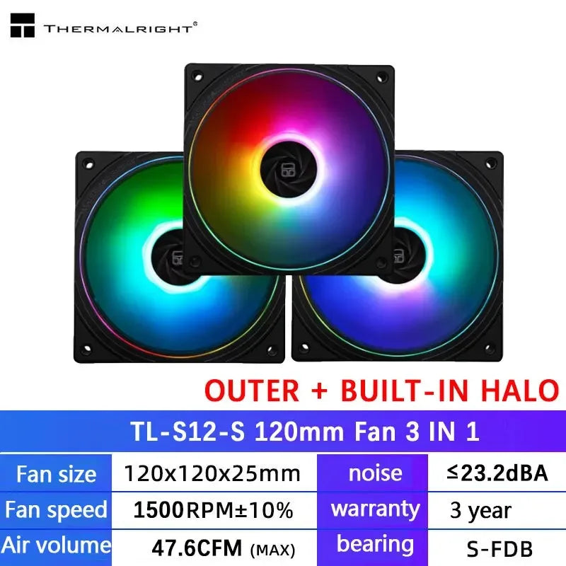 Thermalright TL-C12C 3 in 1 120mm Cooling Fan 5V ARGB gamer Adjust Speed Cooler argb Adjustable computer Case Fan ventilador