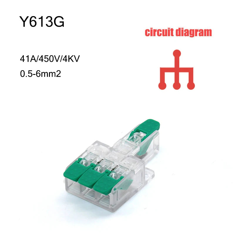 High Power 6mm² Fast Wire Electrical Connectors Universal Compact Splitter Push-in  Cable Wire Connector Fast Terminal Block