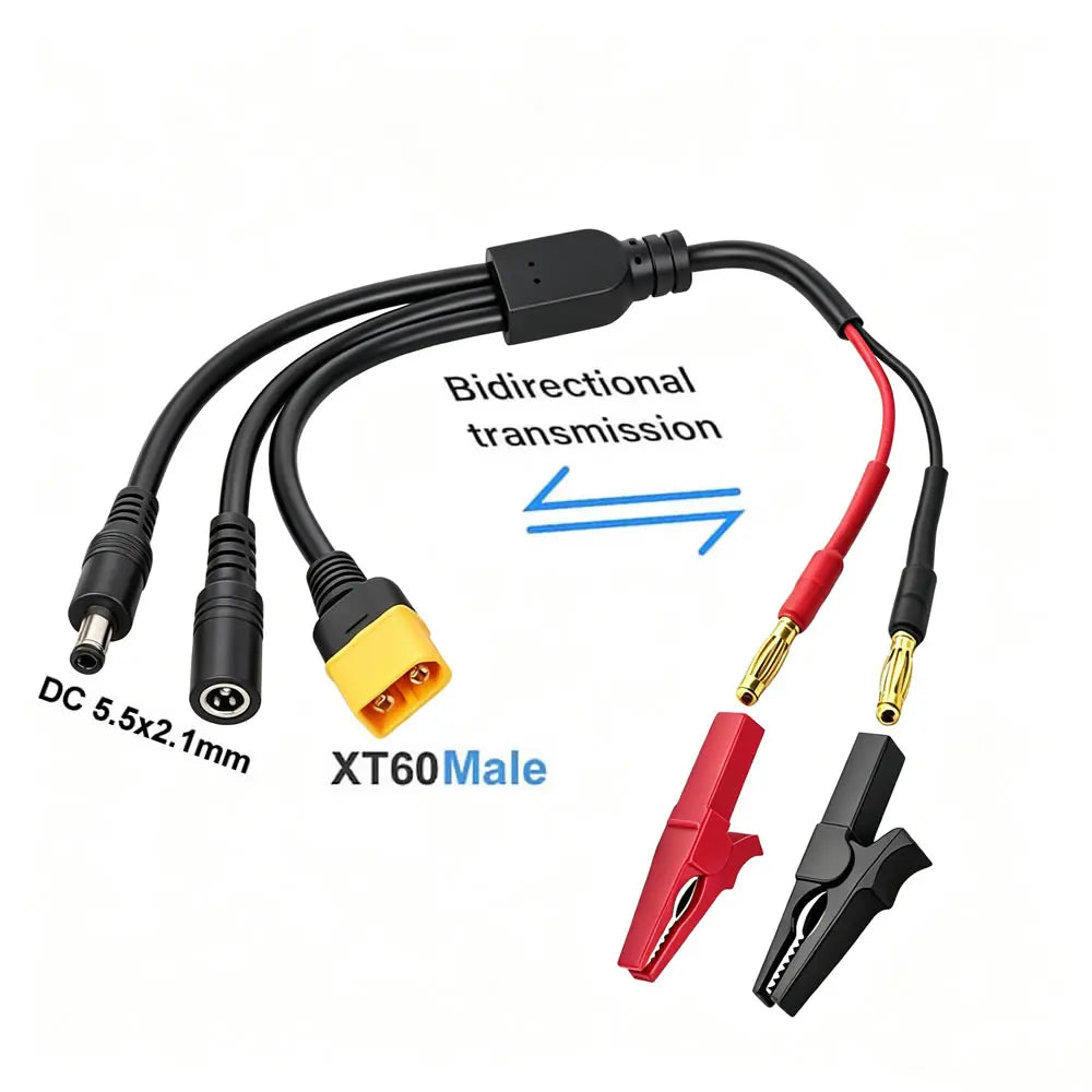 XT60 to 4mm Banana / Alligator Clip Adapter Cable, XT60H Female Male Connector Charging Cord 4.0mm Banana Plug to DC 5.5x2.1mm