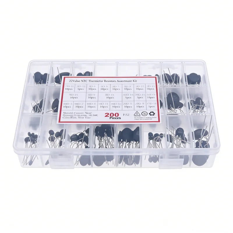 200PCS 22values NTC thermistor negative temperature kit 2.5D-11 3D-9 3D-15 5D-5 5D-9 5D-11 5D-13 5D-15 8D-9 8D-15 10-5 10D-7