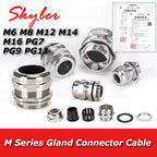 10pcs Waterproof Cable Gland Connector IP68 Nickel Plated Brass Metric Cable M6 M8 M10 M12 M14 M16 PG7 PG9 PG11 For 1-14mm Wire