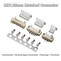 50pcs Micro JST MX1.25 Straight needle/curved needle Connector 2Pin~12Pin Male Pin Header Right Angle 90°/180° 1.25mm Pitch