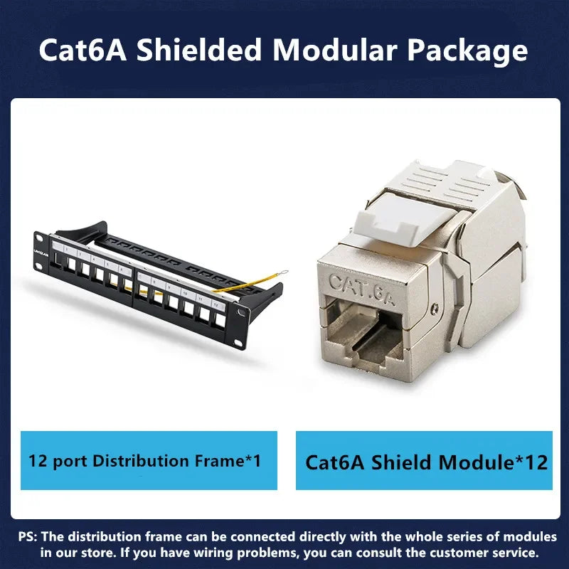 RJ45 CAT6 Cat6A Cat7 Module Patch Panel 12 Port Keystone RJ45 Network Rack Mount Panel Ethernet Wall Jack Distribution Frame