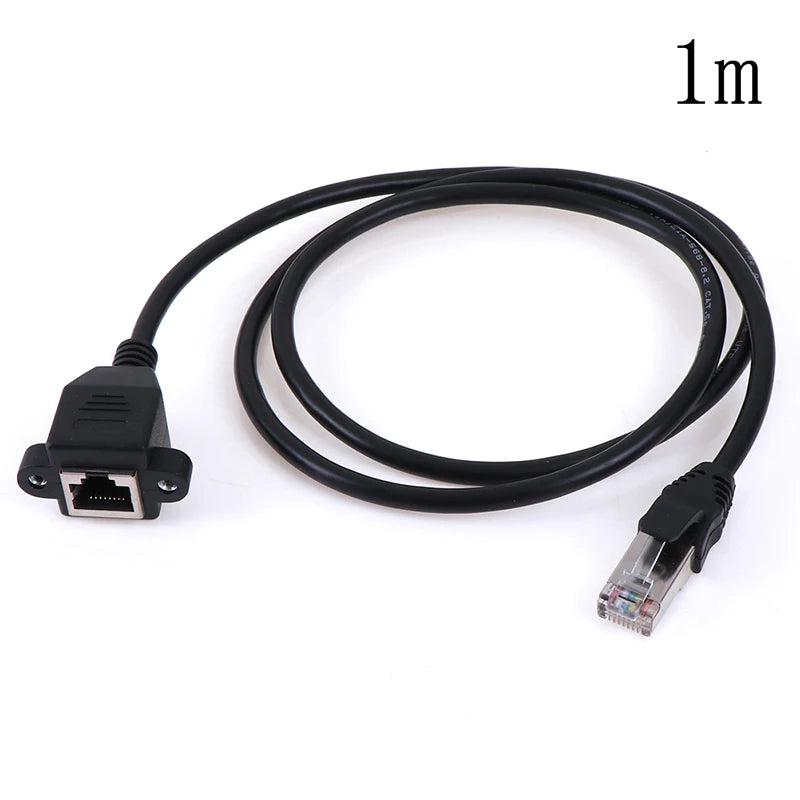 1Pc RJ45 Male to Female Screw Panel Mount Ethernet LAN Network Extension Cable