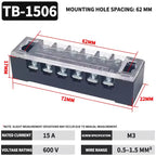 TB1503 TB2503 TB4512 Screw Terminal Block Barrier Strip 15A 25A 45A Wire Connector with Flame Retardant PC Cover for DIN Rail