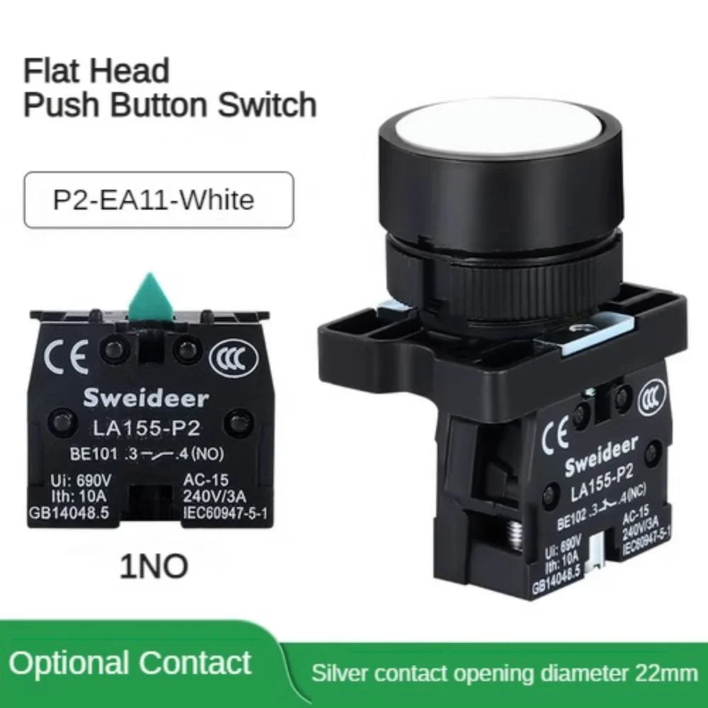 22mm Push Button Switch Momentary Reset ON OFF 12V/220V/48V/24V Black NC NO Power Button for Electrical Industrial Panelboard