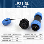 LP/SP21 IP68 Back Nut Screw crimp Panel Mount Connector Outdoor Waterproof 2/3/4/5/6/7 Pin Welding Free Male Plug Female Socket