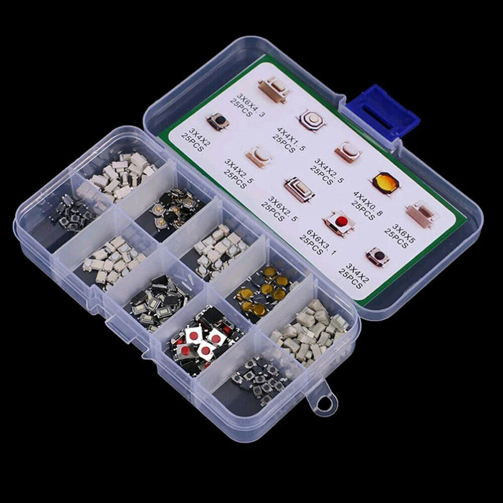 250pcs Car Remote Control Push Button Switch Car Keys Button Touch Microswitch With Box Model Tactile Push Button Switch Kit