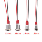 6/8/10/12mm Waterproof Warning LED Metal Indicator 3-6V 12-24V 110-220V Machine Car Working Red Yellow Blue Green White