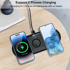 Wireless Charger Pad 3 in 1 for iPhone 17 16 15 Pro Max Fast Dual Wireless Charger for Samsung S25 S24 S23 Xiaomi Charging Pad