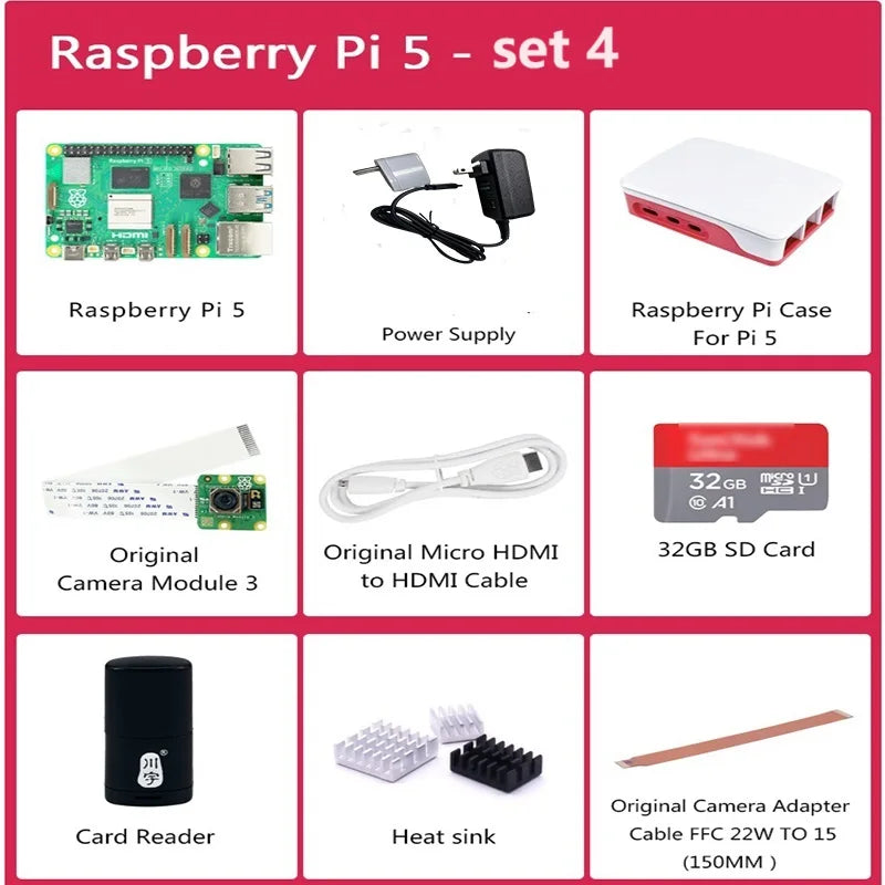 Official Original Raspberry Pi 5 Cortex-A76 Linux 2GB 4GB 8GB 16GB Arm Board Python Programlama PCIe Gigabit Ethernet USB3.0