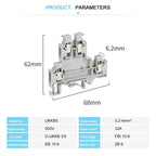 10Pcs UKK/UKKB 5 Double-Level Terminal Block 2 Layer 0.2 - 4 mm² Plug Wire Electrical Screw Connector DIN Rail Termin UKK5 UKKB5