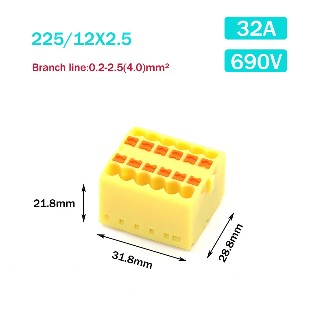 Wire Electrical Connectors PTFIX 2.5mm Wire Merging And Branching Device Push-in Terminal Block Connector Mount On Din Rail