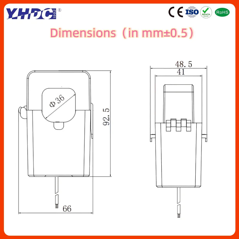 YHDC SCT036SL  100A/200A/300A/400A/500A/600A  0.333V/1V/3V/5V Accuracy 1% Split Core Current Sensor AC Current Transformer