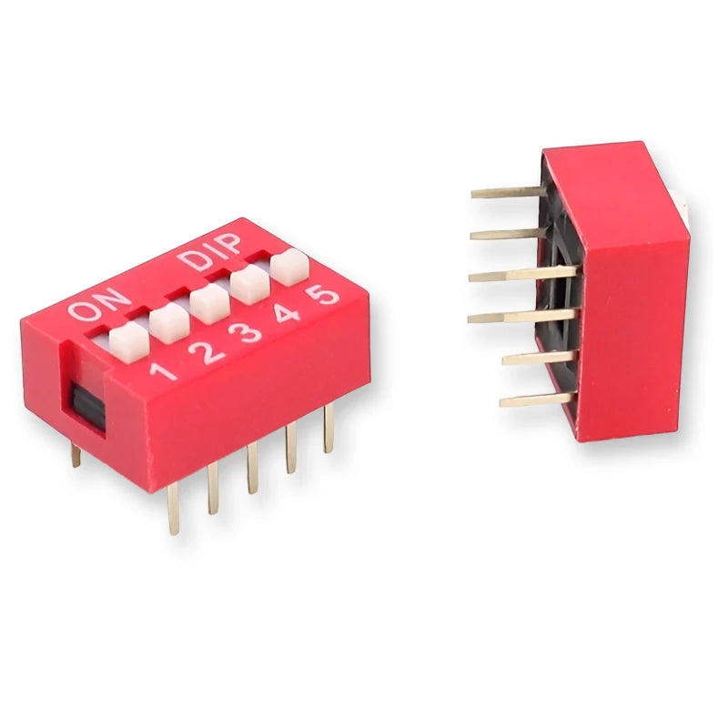 20PCS Red Toggle DIP Switch Module Spacing 2.54MM 24V Inline 1 2 3 4 5 6 7 8 9 10 12 PIN Quick Dial The Code Switch