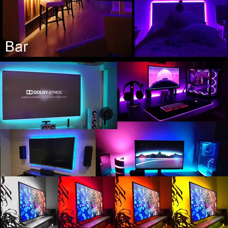 RGB LED Strip Light USB IR Remote Control Music Sync Flexible Self Adhesive Lamp DIY Ornament For Gaming Room Party Decoration