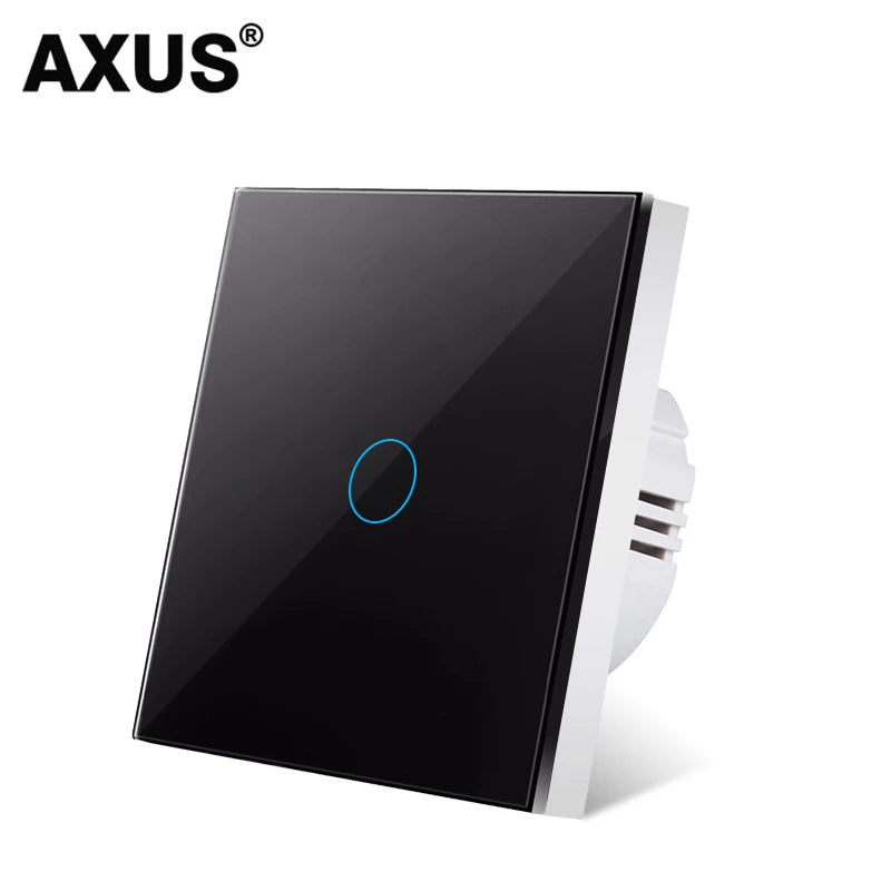 AXUS EU Touch Switch  AC100-240V Power LED 1/2/3 Gang Crystal Glass Panel Wall Lamp Light Switch Sensor Switches Interruttore