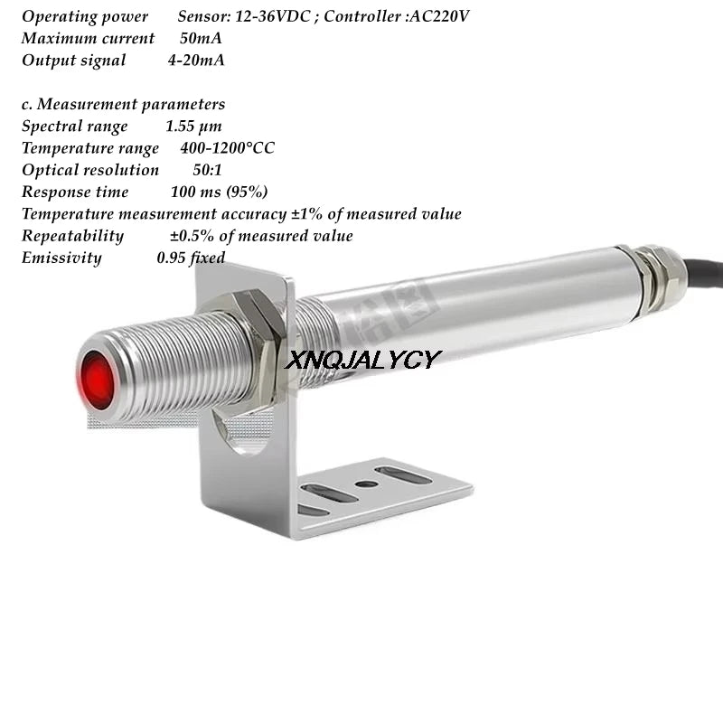 0-5V 10V Voltage RS485 Industrial Non Contact Online Infrared Thermodetector Probe Infrared Temperature Sensor Transmitter