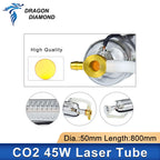 40W-45W Co2 Laser Tube Metal Head Glass Pipe Length 800mm Lamp Diameter 50mm High Power For CO2 Laser Engraving Cutting Machine